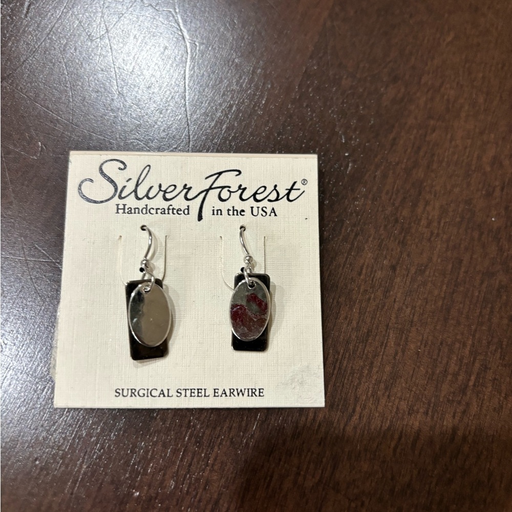 Silver forest surgical steel earrings